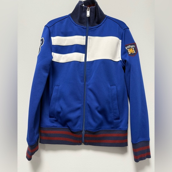 Tommy Hilfiger Blue and White Varsity Bomber Jacket - Picture 1 of 5